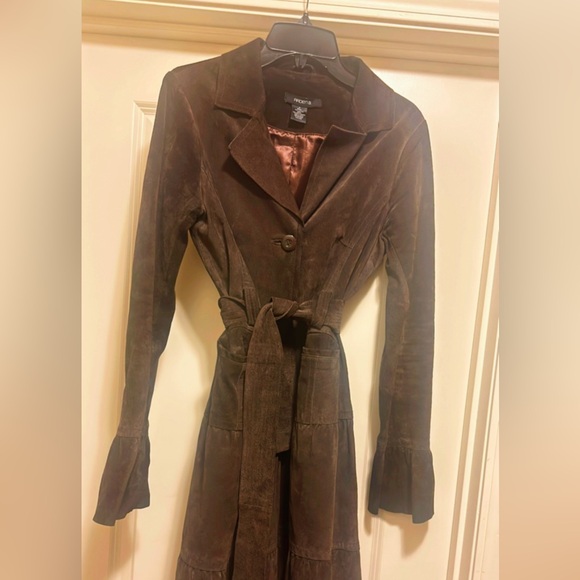 Brown 100% Suede Bell Sleeved Arden B Coat - Picture 4 of 9